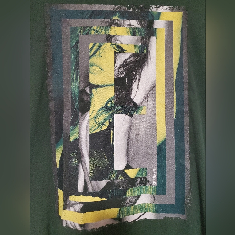 🆕️ Express men's green abstract print graphic tee, Sz M (2014) - Picture 3 of 5